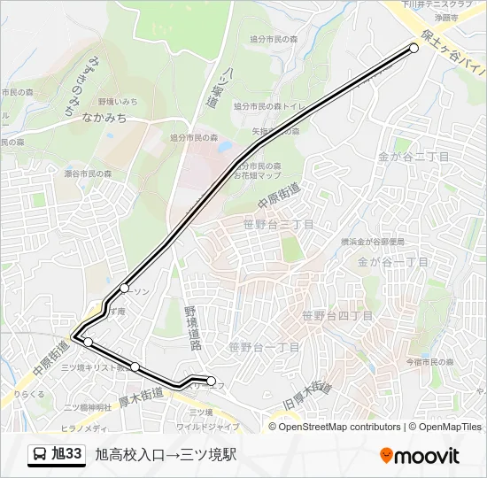 Asahi 33 Bus Line Map