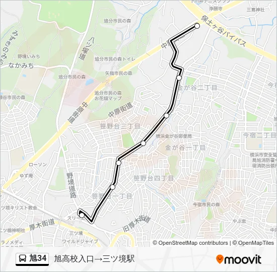 旭34 バスの路線図