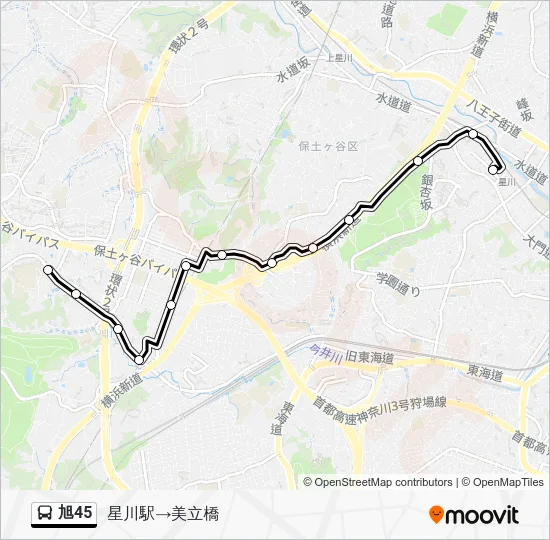 Asahi 45 Bus Line Map
