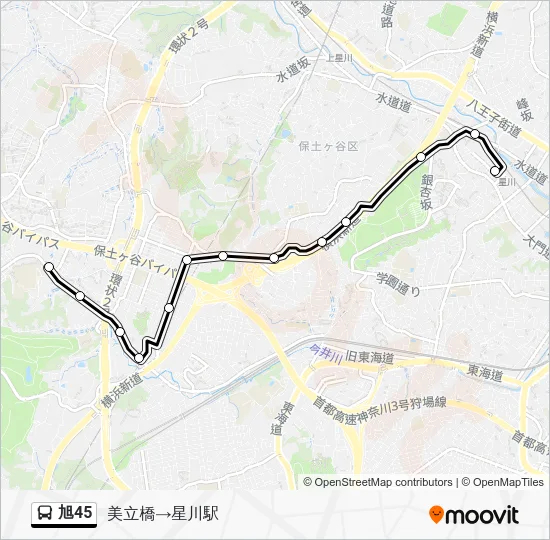 Asahi 45 Bus Line Map