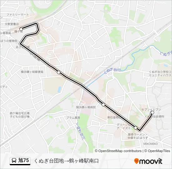 Asahi 75 Bus Line Map