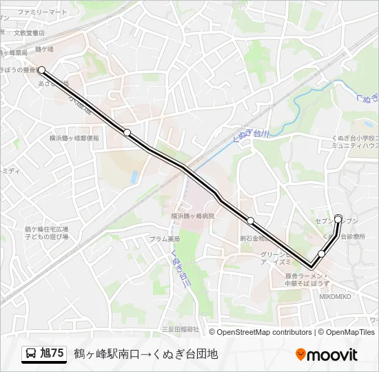 Asahi 75 Bus Line Map