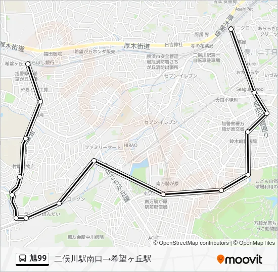 Asahi 99 Bus Line Map