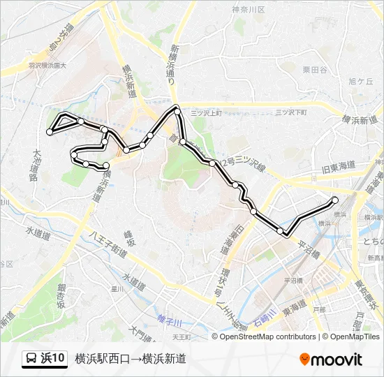 浜10 Bus Line Map