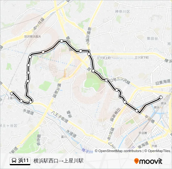 浜11 Bus Line Map