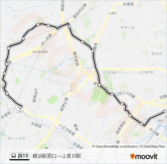 浜13 Bus Line Map