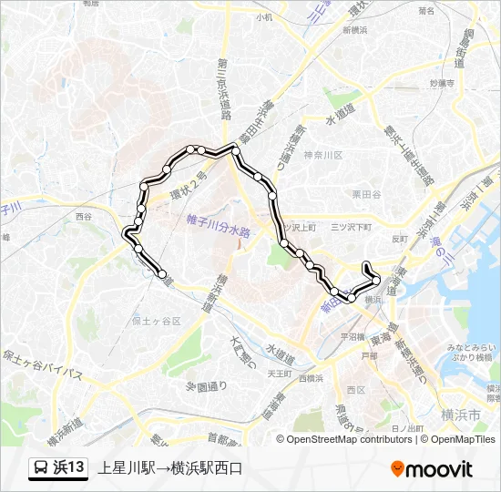 浜13 Bus Line Map
