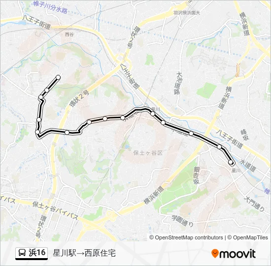 浜16 Bus Line Map