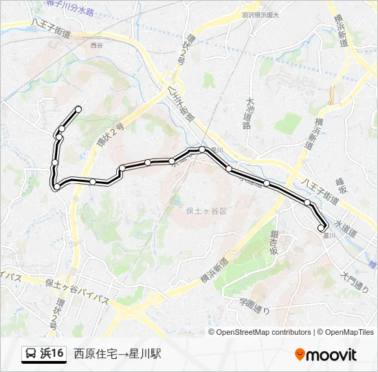 浜16 Bus Line Map