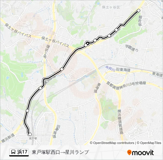 浜17 Bus Line Map