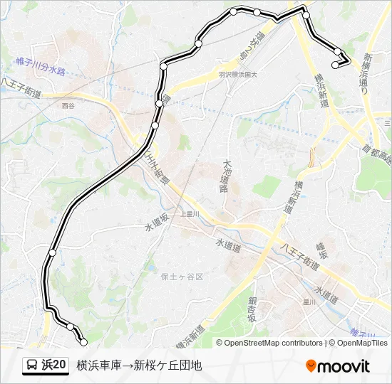 浜20 バスの路線図