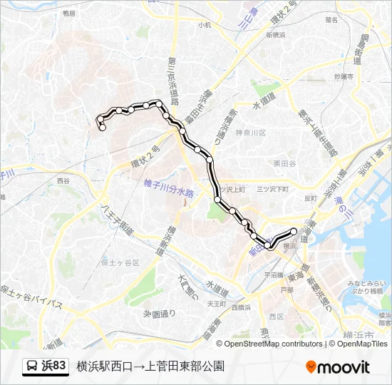 浜83 Bus Line Map