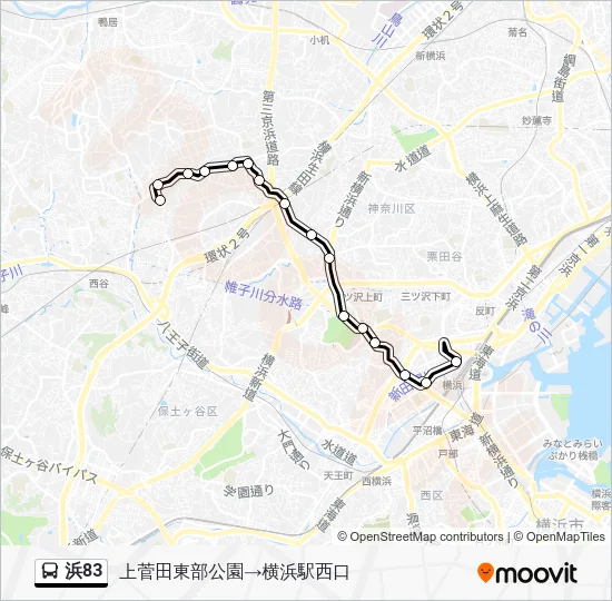 浜83 Bus Line Map