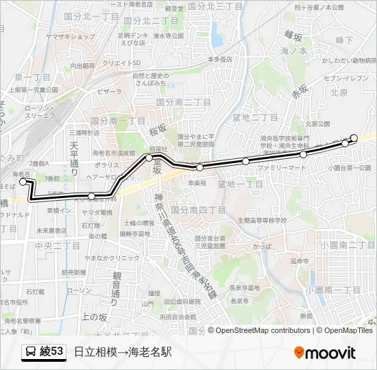 綾53 バスの路線図
