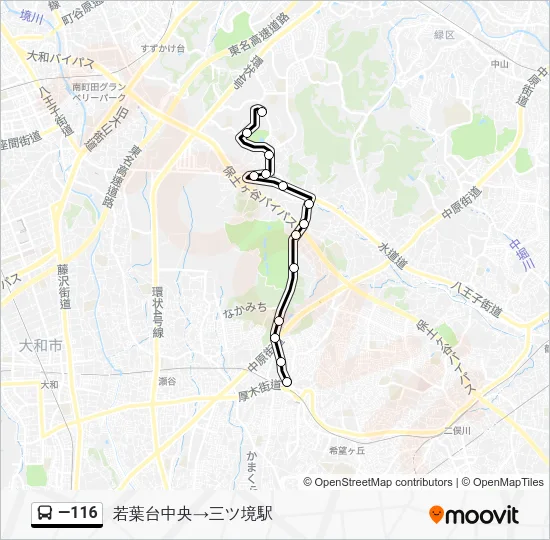 ―116 バスの路線図