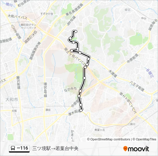 ―116 バスの路線図