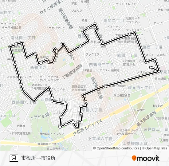 ☆市役所～市役所 バスの路線図