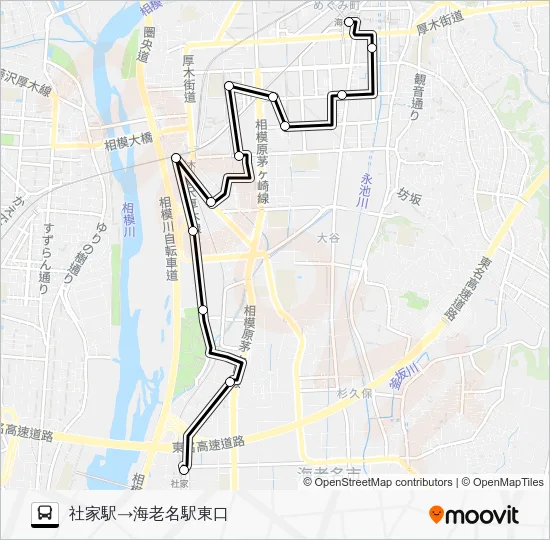 Shaya Station - Ebina Station East Exit Bus Line Map