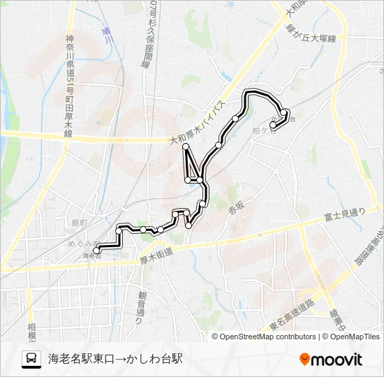 ▼海老名駅東口～国分～かしわ台駅 バスの路線図