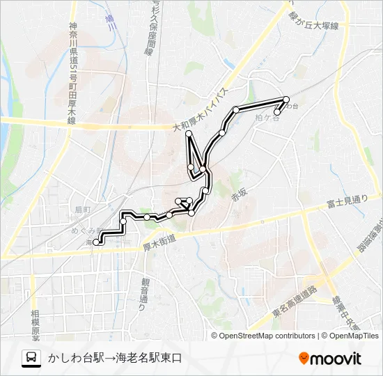 ▼海老名駅東口～国分～かしわ台駅 バスの路線図
