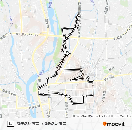 ◇海老名駅東口～下今泉～海老名駅東口 バスの路線図