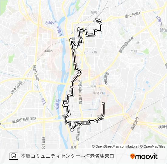 ◇海老名駅東口～門沢橋～本郷コミセン Bus Line Map