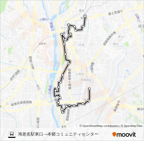 ◇海老名駅東口～門沢橋～本郷コミセン Bus Line Map