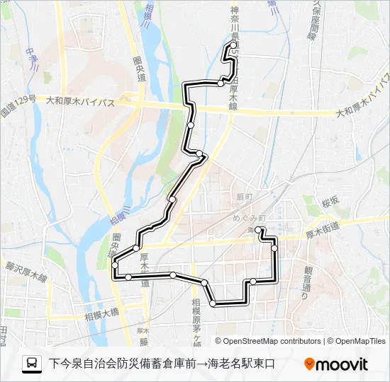 ◇下今泉自治会～三川公園～海老名駅東口 バスの路線図