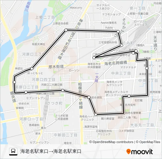 Ebina Station East Exit - Kawaraguchi Loop - Ebina Station East Exit Bus Line Map