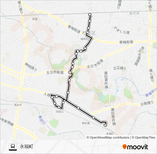 Sugimaru Keyaki Line Bus Line Map
