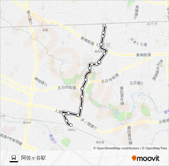 Sugimaru Keyaki Line Bus Line Map