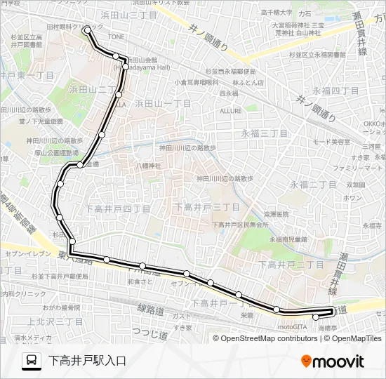 すぎ丸 さくら路線 Bus Line Map