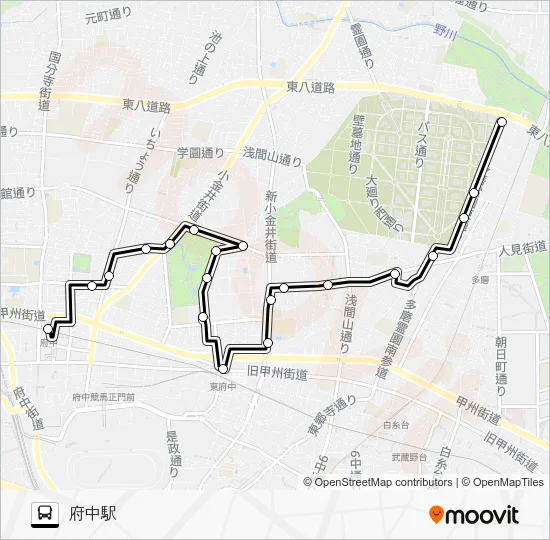 ちゅうバス 多磨町ルート バスの路線図