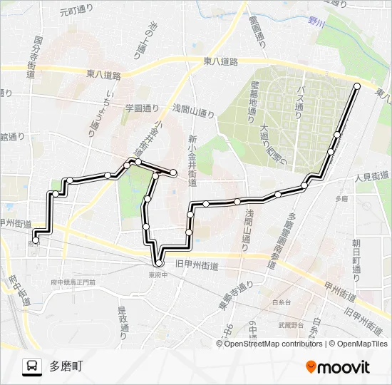 ちゅうバス 多磨町ルート Bus Line Map