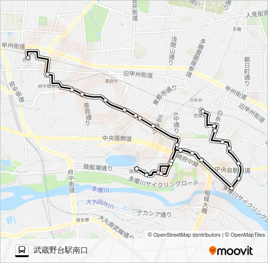 ちゅうバス 押立町ルート バスの路線図