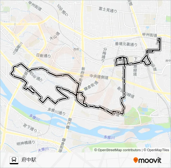 ちゅうバス よつや苑西ルート Bus Line Map