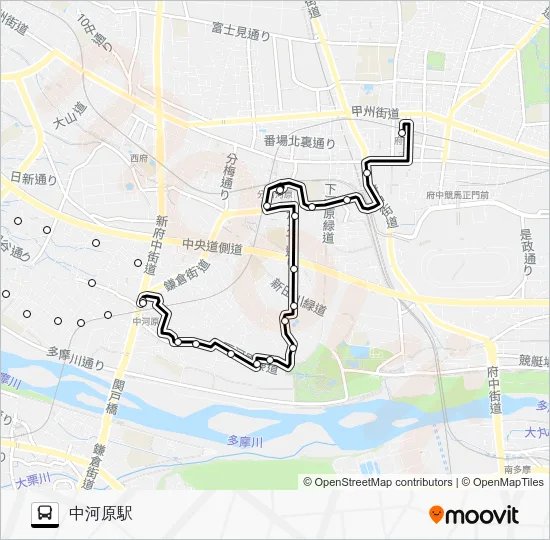 ちゅうバス よつや苑西ルート Bus Line Map