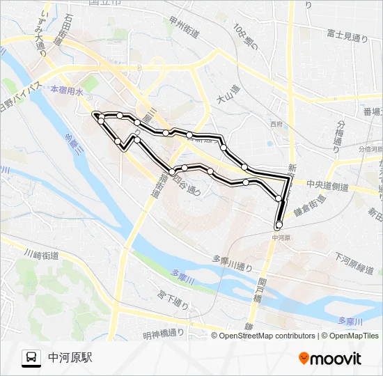 ちゅうバス 四谷六丁目ルート バスの路線図