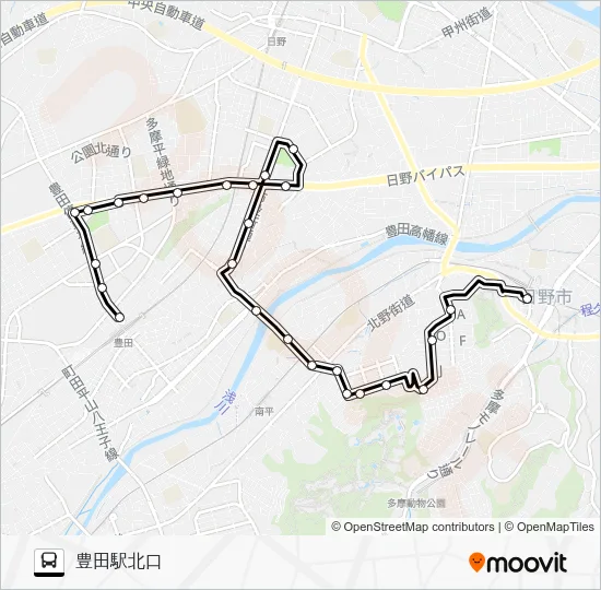 日野市ミニバス Ｄ 南平路線 バスの路線図