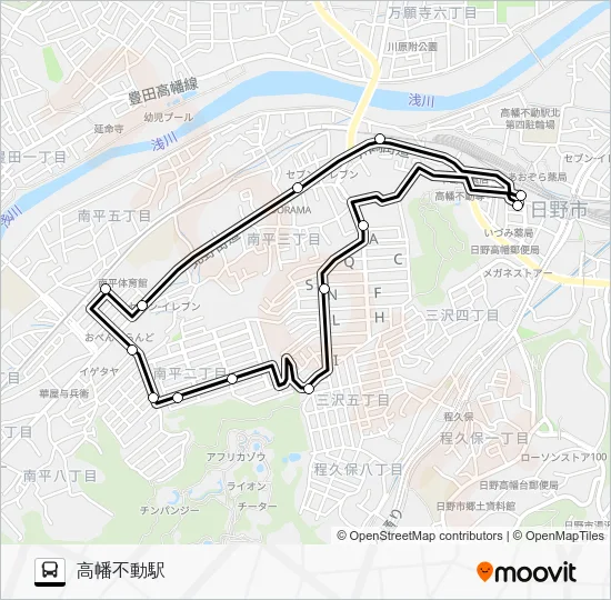 日野市ミニバス Ｄ 南平路線 バスの路線図