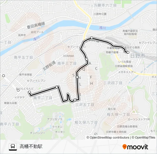 日野市ミニバス Ｄ 南平路線 バスの路線図