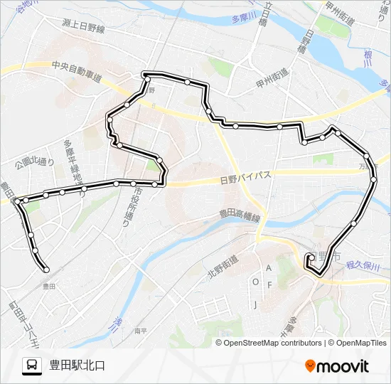 日野市ミニバス Ｓ 市内路線 バスの路線図