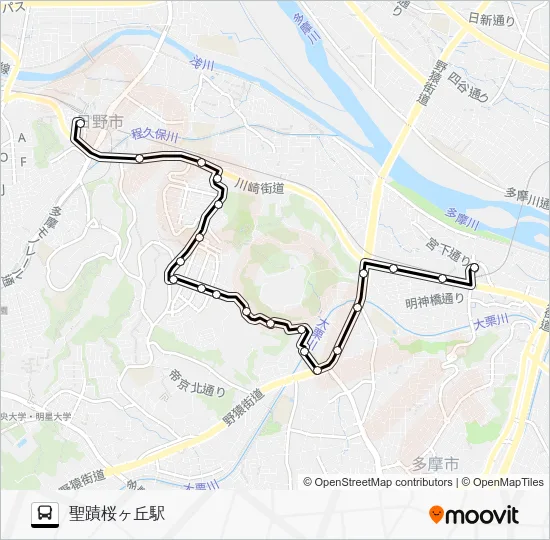 日野市ミニバス Ｗ 三沢台路線 Bus Line Map