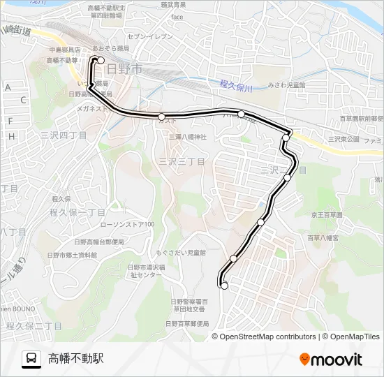 日野市ミニバス Ｗ 三沢台路線 バスの路線図