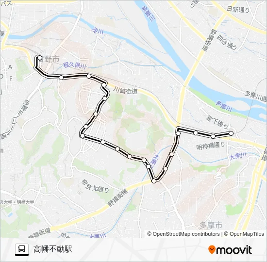 日野市ミニバス Ｗ 三沢台路線 バスの路線図