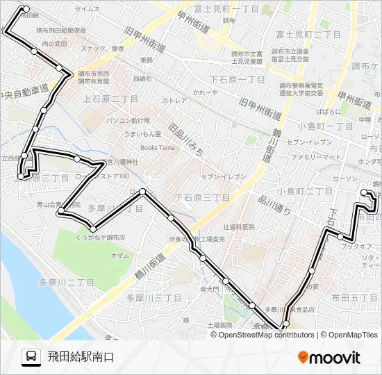 調布市ミニバス 調４３ 西路線 Bus Line Map