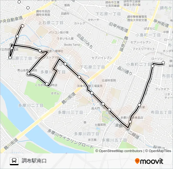 調布市ミニバス 調４３ 西路線 Bus Line Map