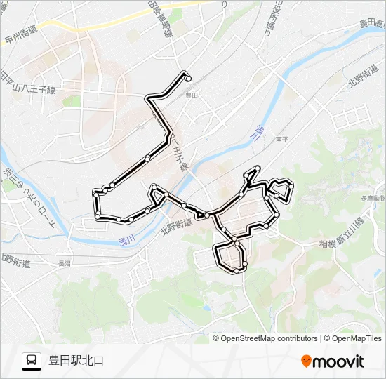 日野市ミニバス Ｈ 平山循環路線 バスの路線図