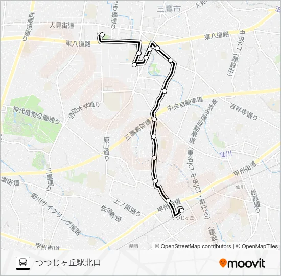 みたかシティバス 新川・中原ルート Bus Line Map