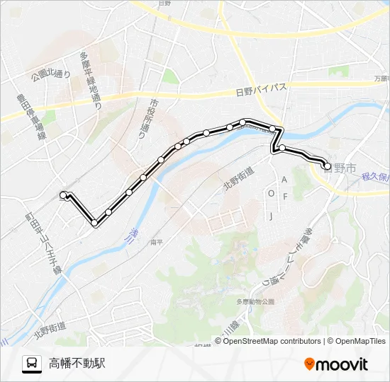 日野市ミニバス Ｋ 川辺堀之内路線 バスの路線図